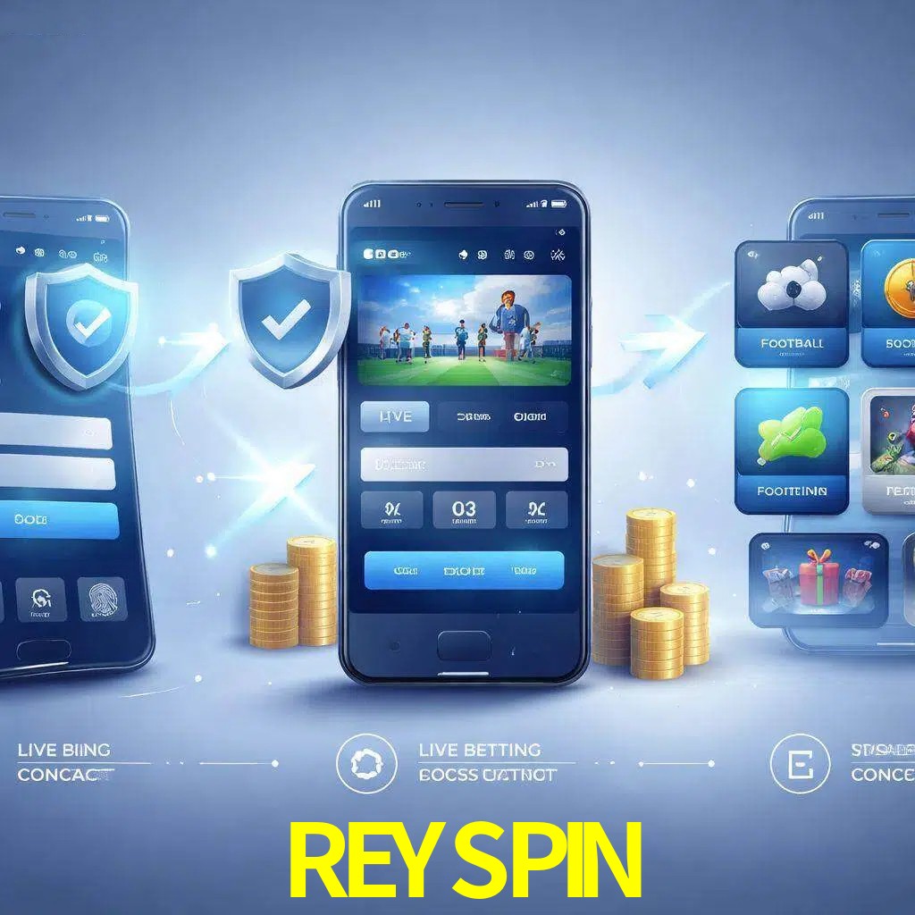 Pasos de acceso a la app REYSPIN en pantalla de teléfono móvil